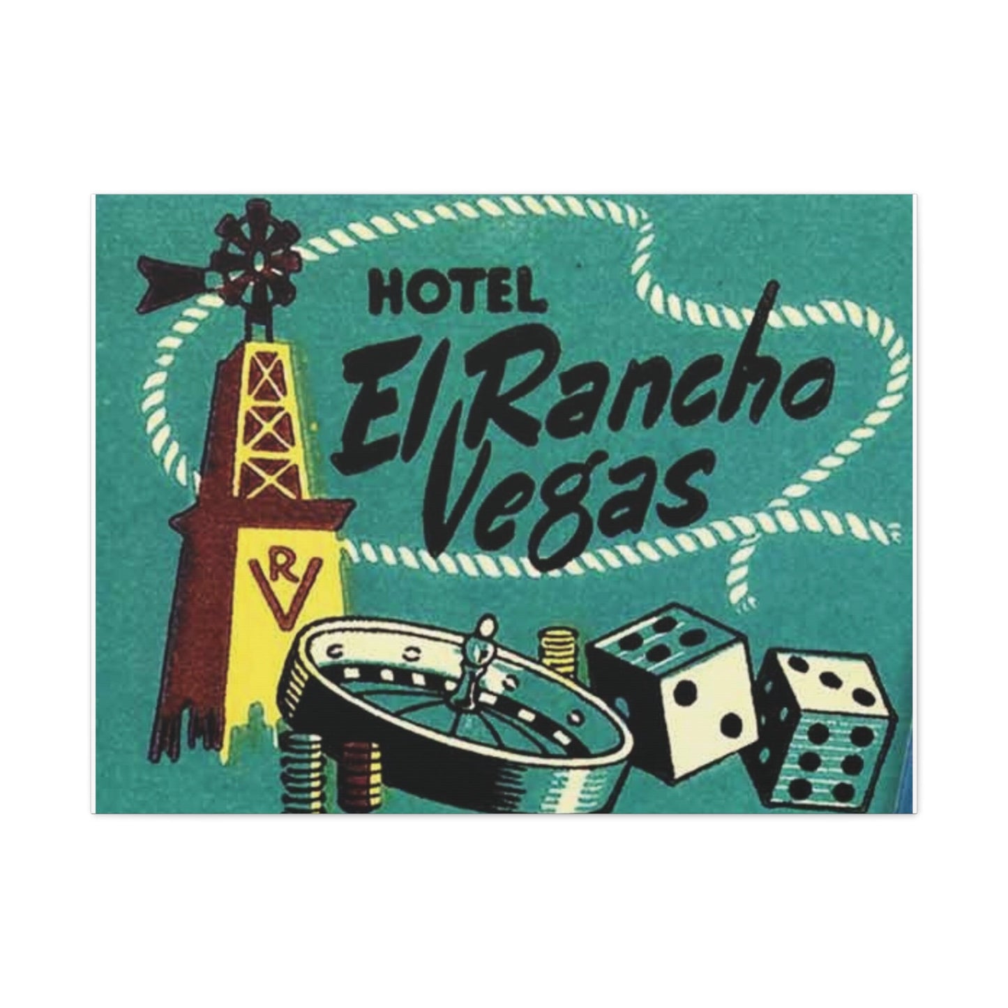 LAS VEGAS, Wall Art, Canvas Art, Vintage Matchbook Art El Rancho