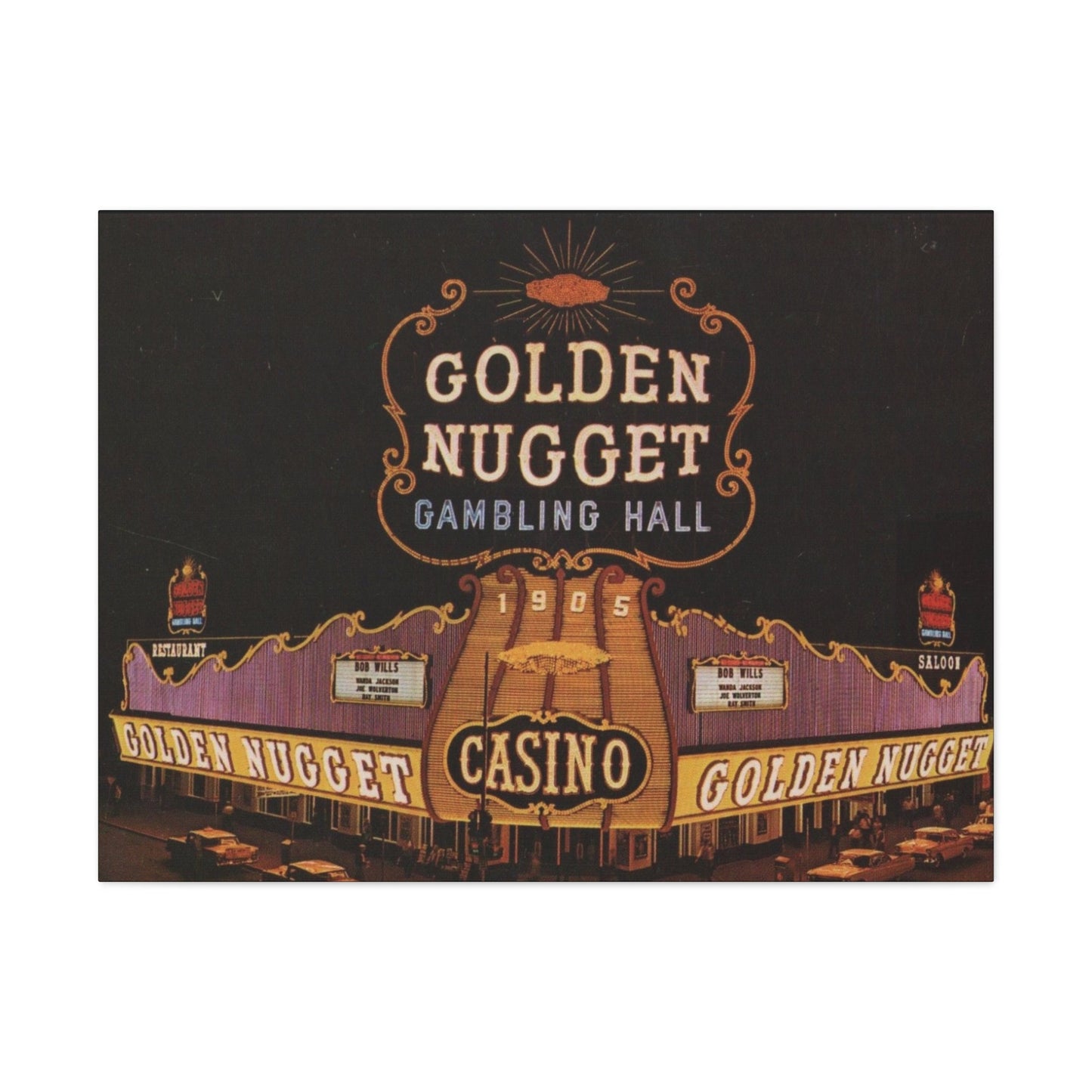 Las Vegas, Fremont Street, Wall Art, Canvas Art, Golden Nugget, Vintage Casino Art