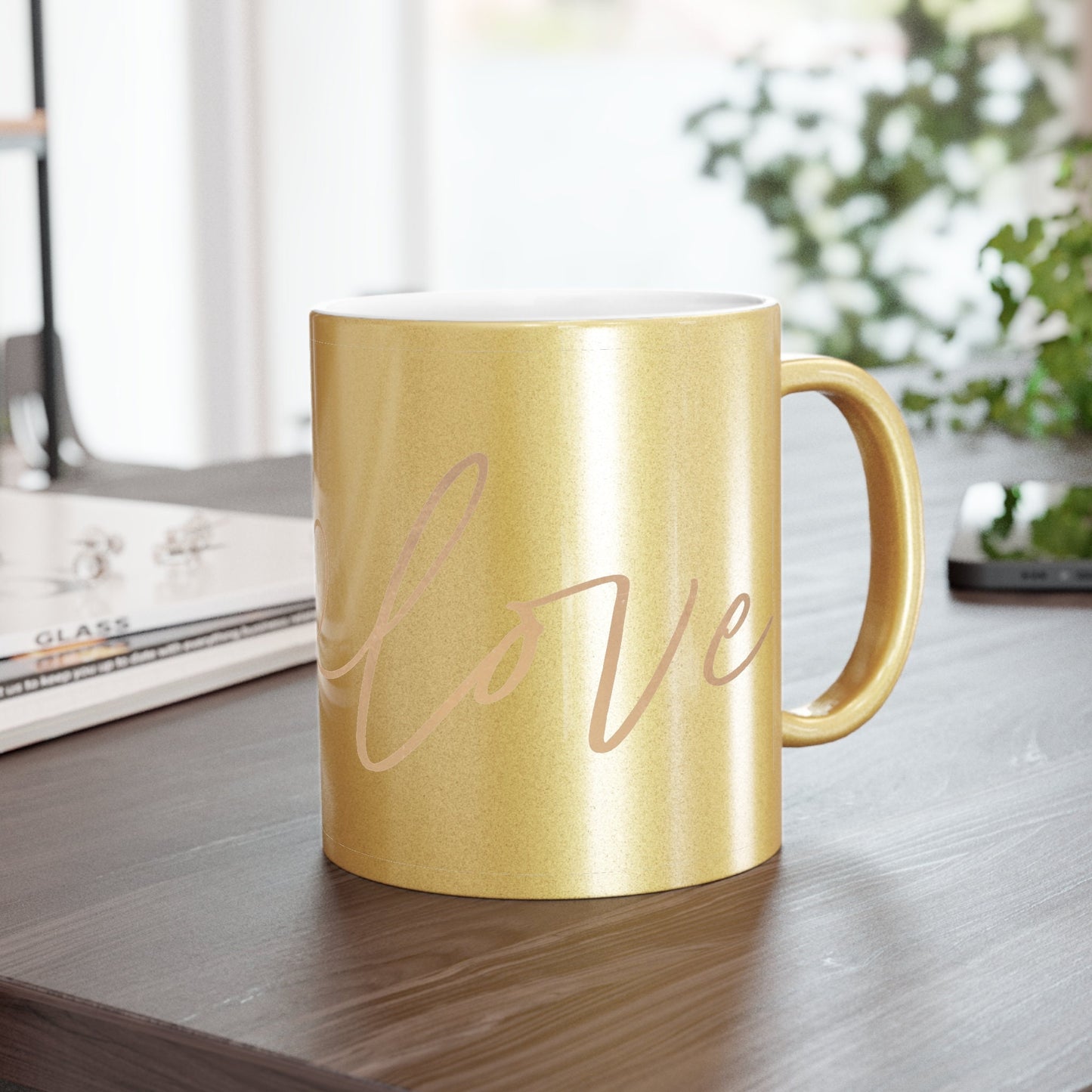 Gilded Love: Metallic Silver & Gold Coffee Mug - Elegant Drinkware - Luxury Ceramic Cup - Chic Beverage Vessel