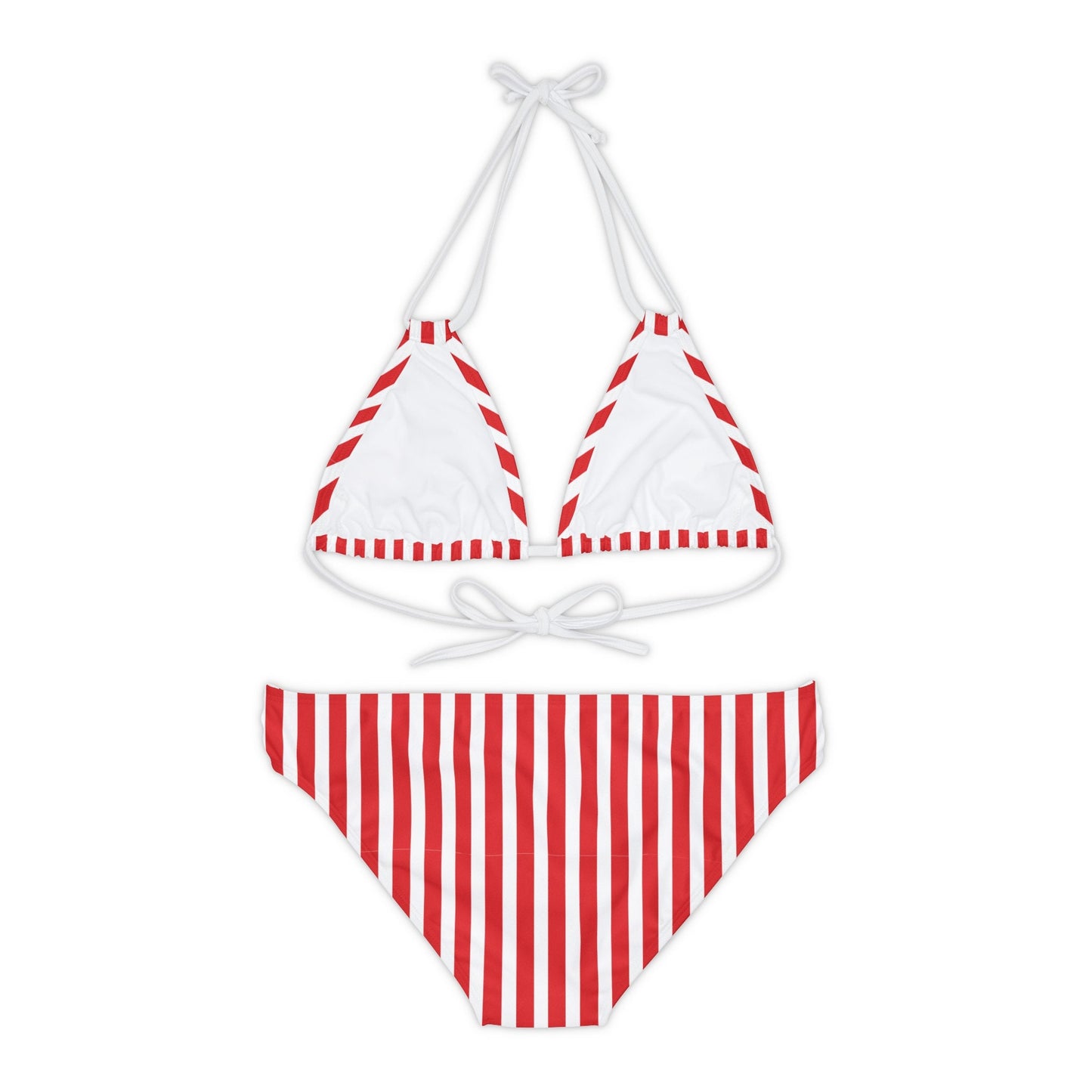 Red & White Candy Stripe Bikini - Strappy Sweet Swimwear - Retro Striped Swimsuit - Perfect Summer Beachwear for Women