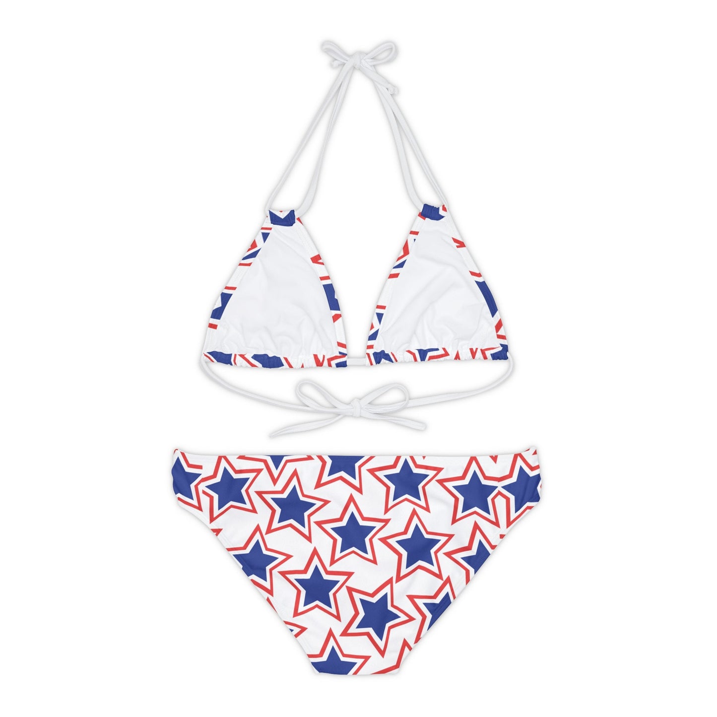 Retro Blue Patriotic Stars Bikini - Fun USA Flag Strappy Swimsuit - Stars & Stripes Swimwear - Perfect 4th of July Beachwear