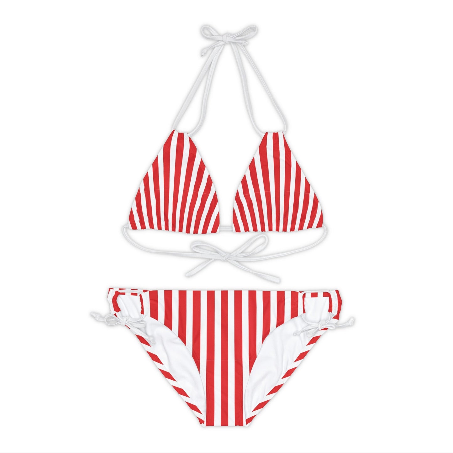 Red & White Candy Stripe Bikini - Strappy Sweet Swimwear - Retro Striped Swimsuit - Perfect Summer Beachwear for Women