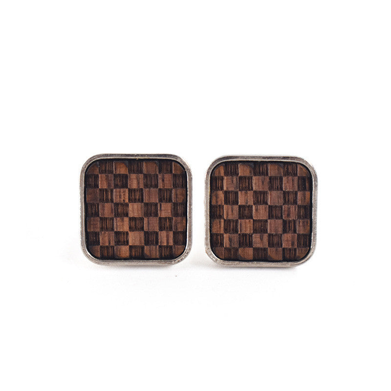 Fashion Simple Solid Black Walnut Maple Cufflinks