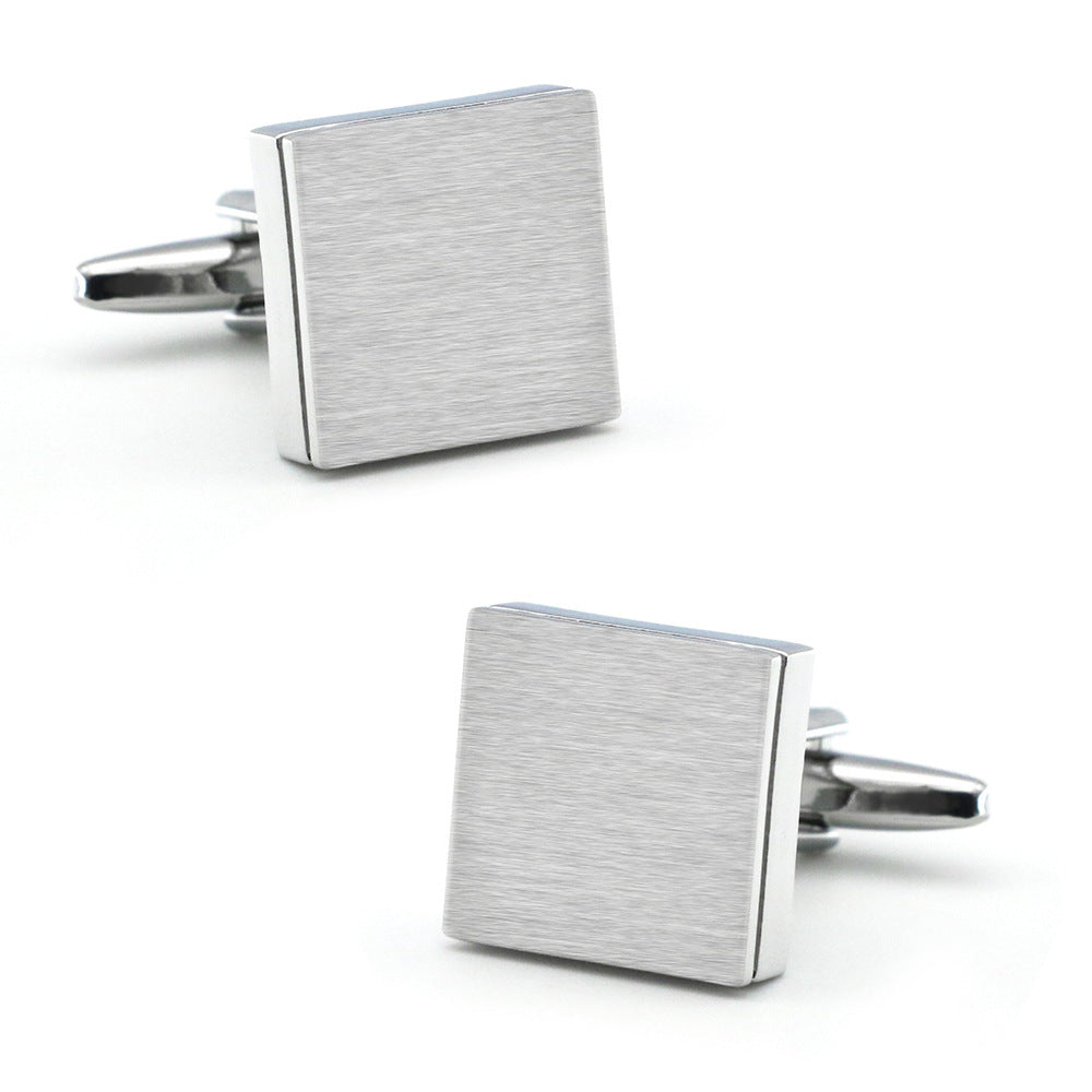 Square Silver Glossy Brushed Metal Cufflinks