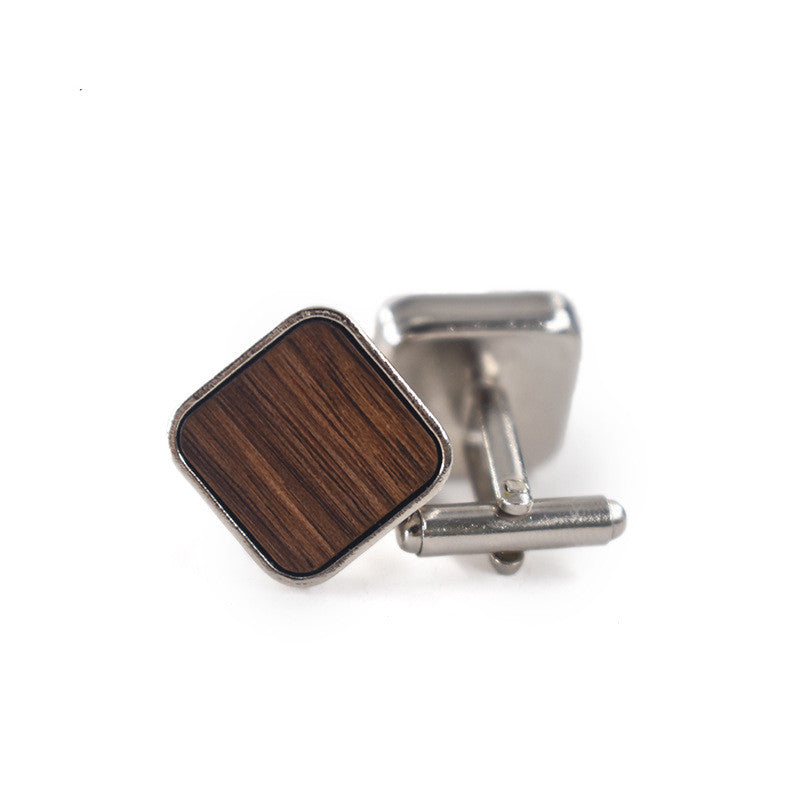 Fashion Simple Solid Black Walnut Maple Cufflinks