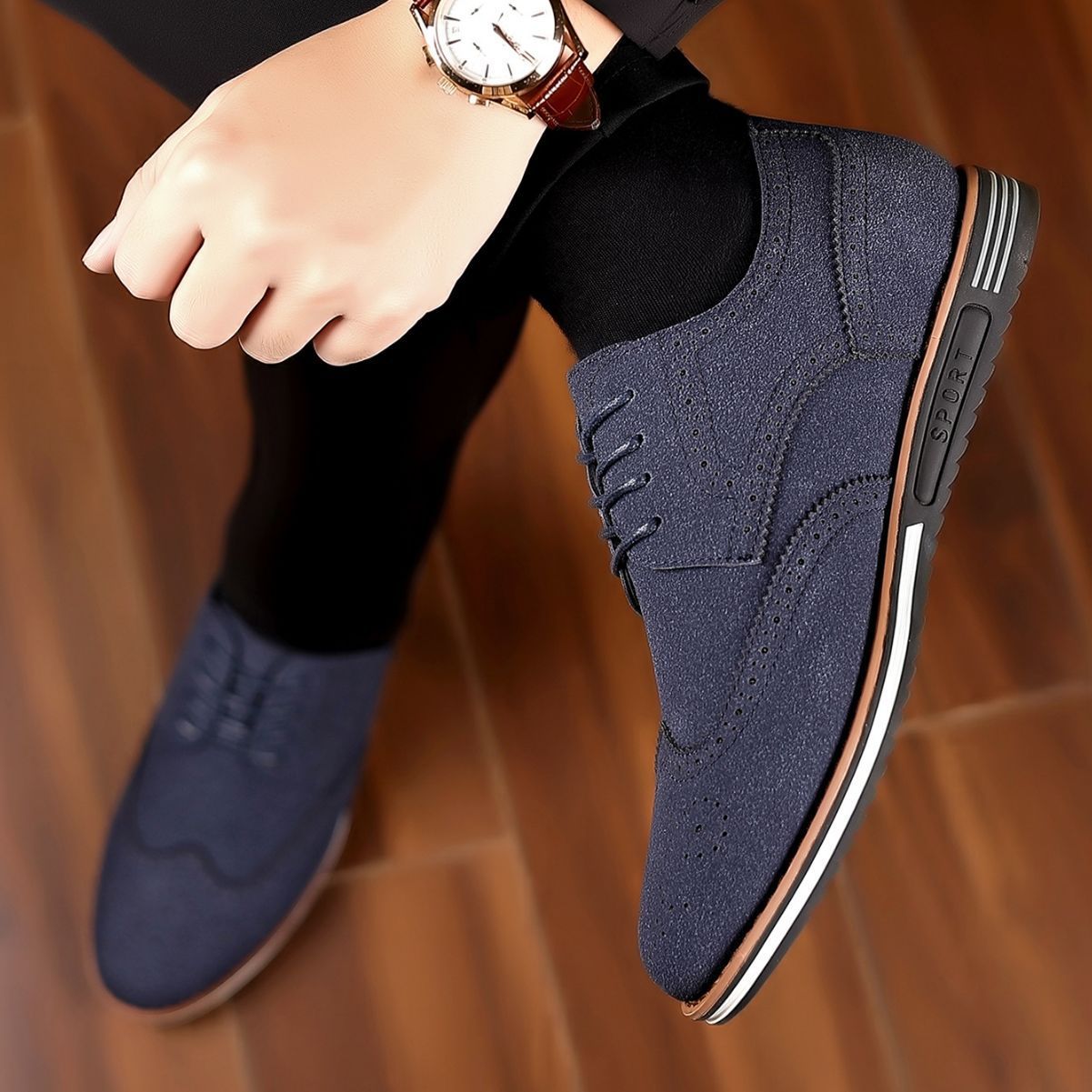 New Men's Casual Shoes Plus Size Matte Low-top Shoes Suede Leather