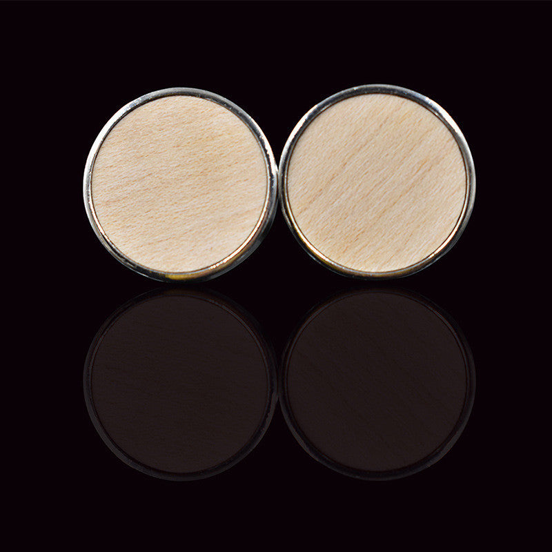 Fashion Simple Solid Black Walnut Maple Cufflinks