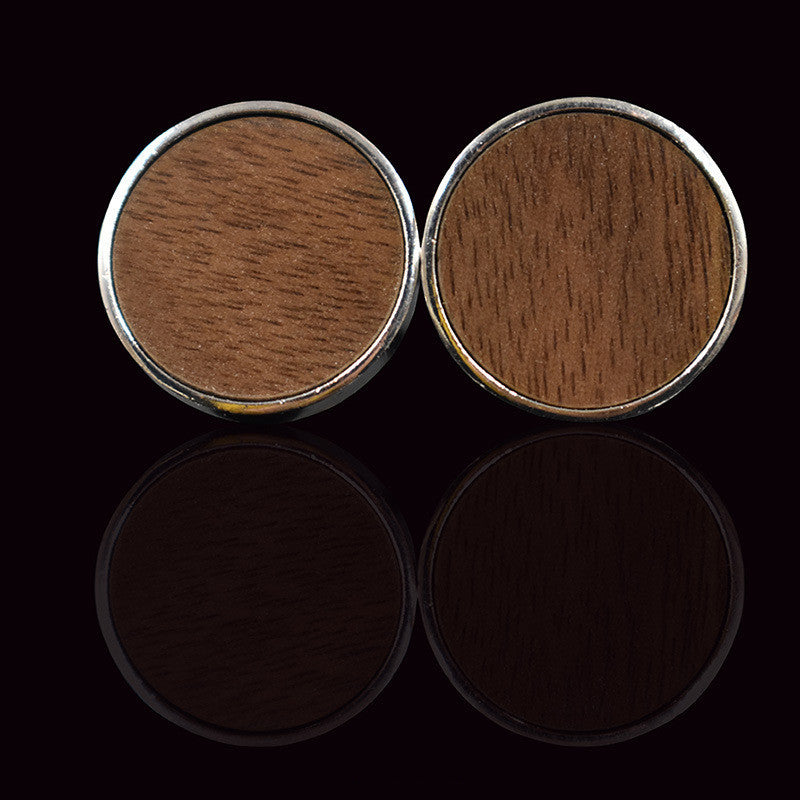 Fashion Simple Solid Black Walnut Maple Cufflinks