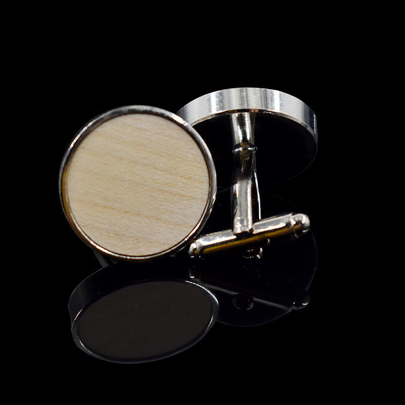 Fashion Simple Solid Black Walnut Maple Cufflinks