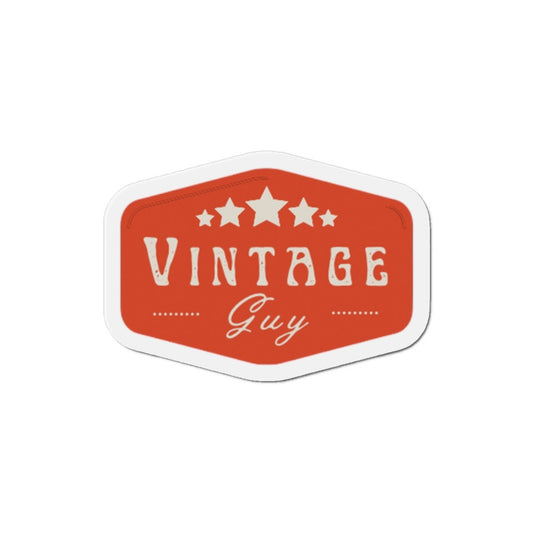 Vintage Guy Logo Die-Cut Magnets: Retro Orange Decor