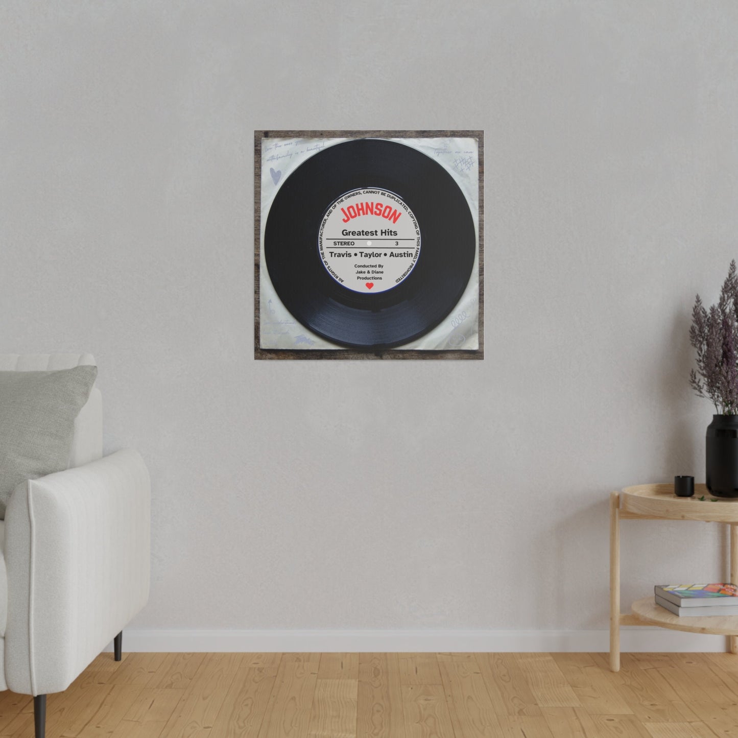 Customizable Record Family Art Print, Printable Last Minute Gift, Family Gift, Engagement, Baby Shower, Wedding Gift, Vinyl Record Retro Art