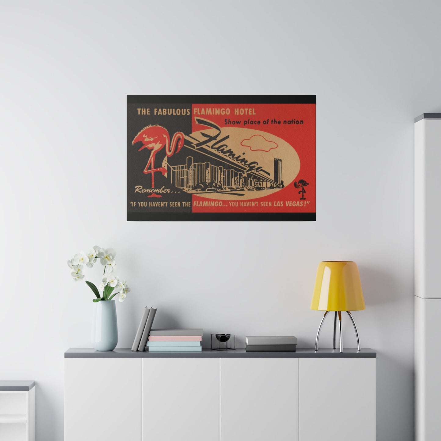 Las Vegas, Flamingo Casino, The Strip, Wall Art, Canvas Art, Vintage Casino, Matchbook Art