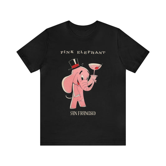 San Francisco, Pink Elephant, T-Shirt for the Playful Spirit, gift for him, gift for her, bar menu art, vintage guy