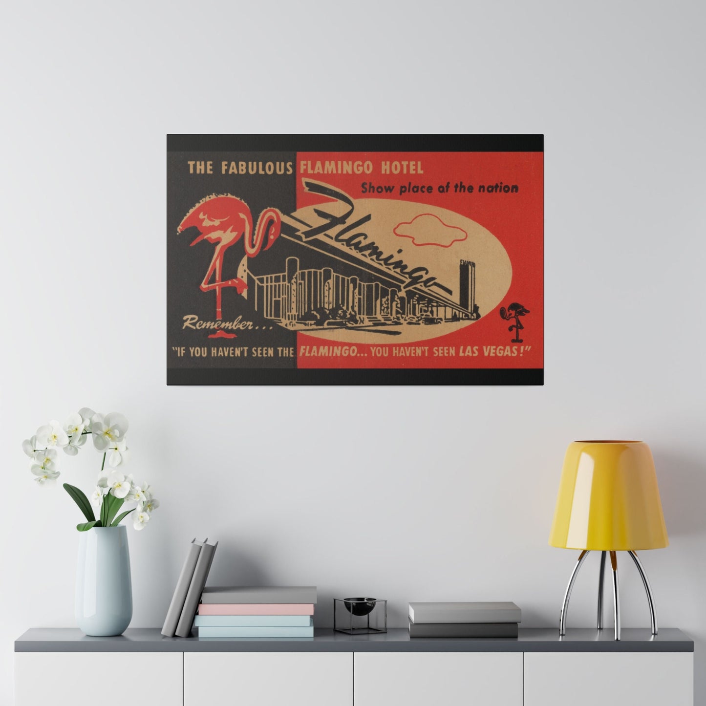 Las Vegas, Flamingo Casino, The Strip, Wall Art, Canvas Art, Vintage Casino, Matchbook Art