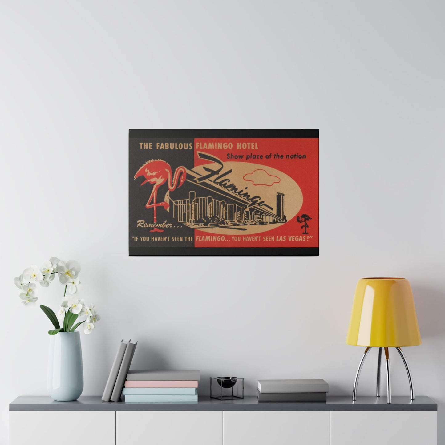 Las Vegas, Flamingo Casino, The Strip, Wall Art, Canvas Art, Vintage Casino, Matchbook Art