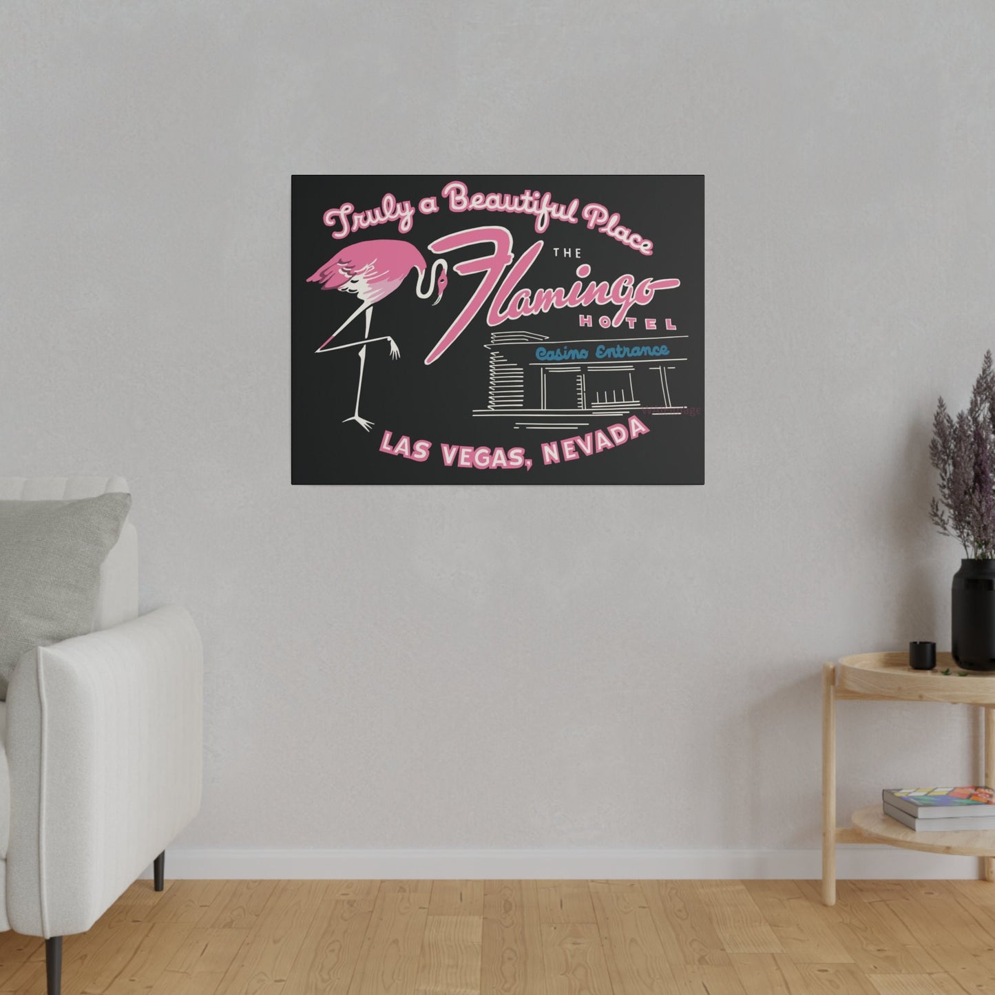 Vintage Casino Flamingo Wall Art - Retro Canvas Adventure