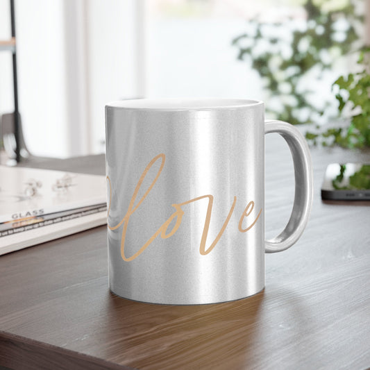 Gilded Love: Metallic Silver & Gold Coffee Mug - Elegant Drinkware - Luxury Ceramic Cup - Chic Beverage Vessel