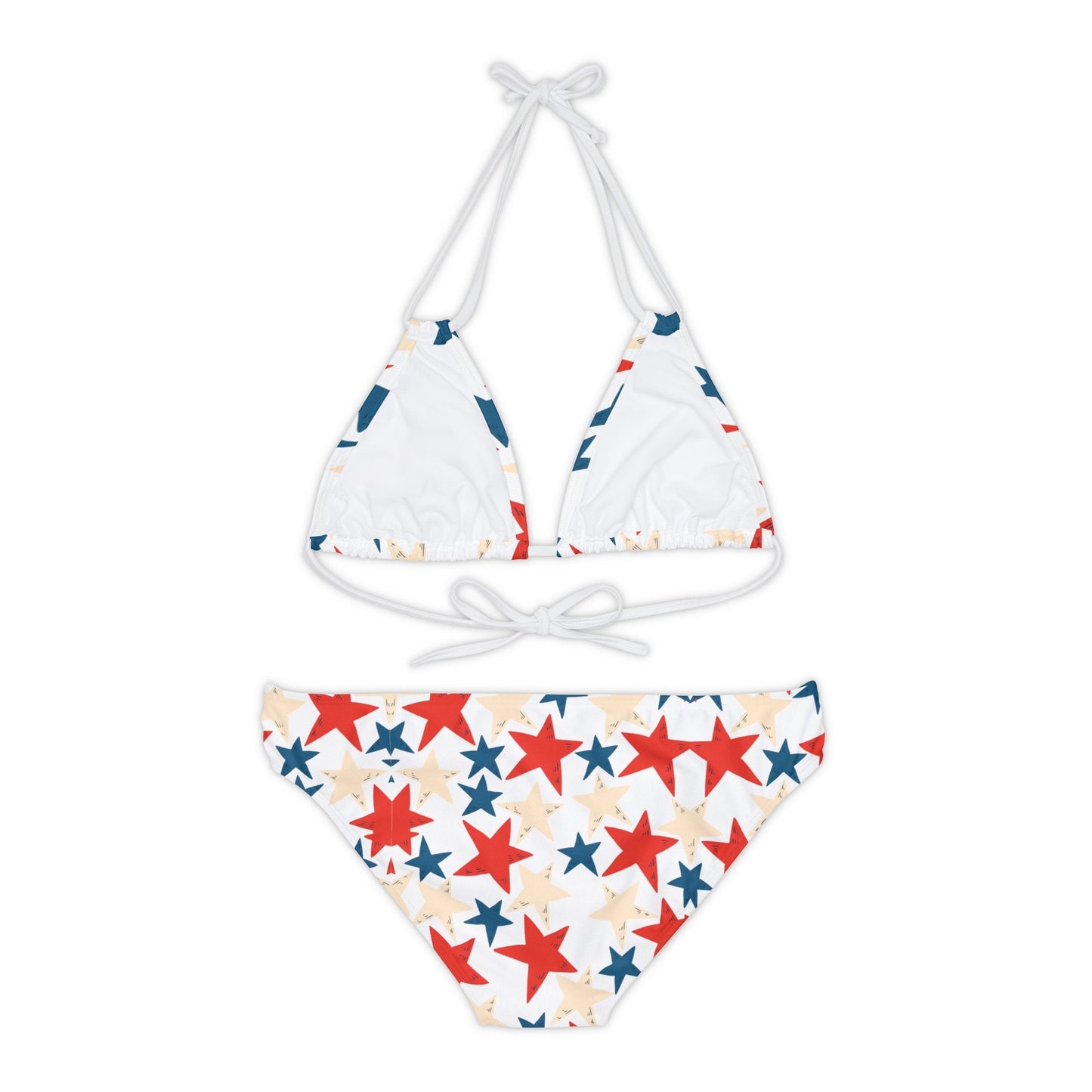 Fun Vintage Retro Patriotic Stars Bikini - Strappy USA Swimsuit - Stars & Stripes Swimwear - Perfect 4th of July Beachwear