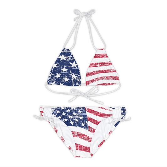 Star-Spangled Wonder Bikini - USA Patriotic Swimwear - Stars & Stripes Strappy Bikini Set - Perfect 4th of July Beachwear